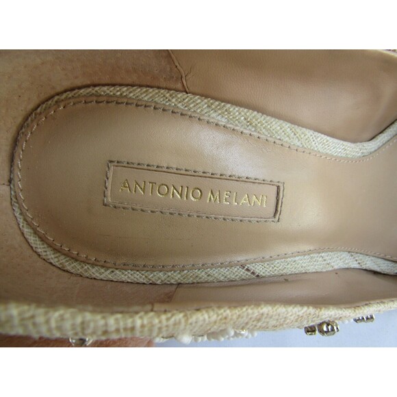 Antonio Melani Heels Beaded Rhinestones Tasseled Tan Shoes Womans Size 9.5 M - Picture 8 of 10
